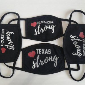 Set of 4 American States Printed Face Masks-Black